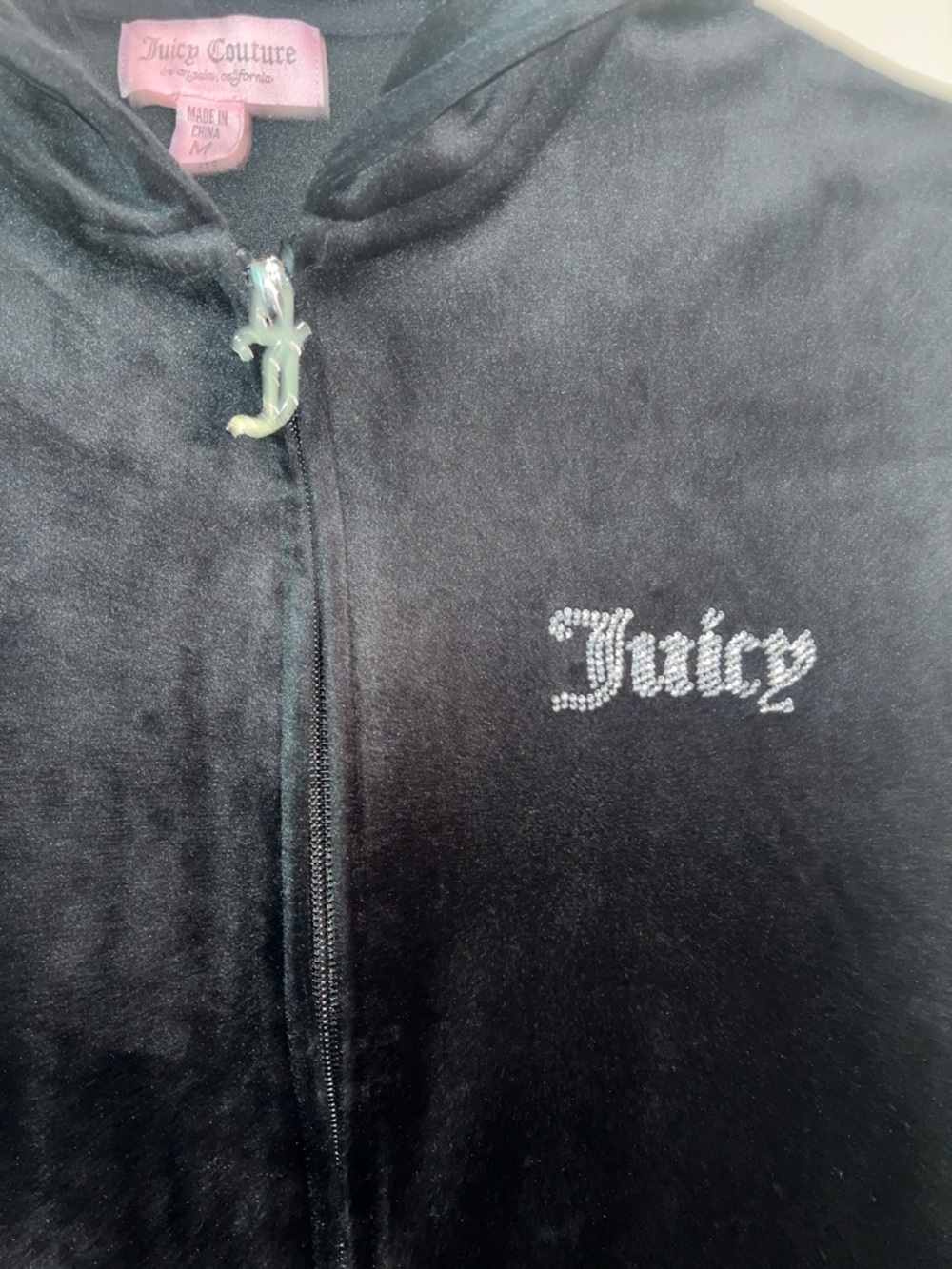 Juicy Couture Black Velour Zip-Up Hoodie - Picture 3 of 5
